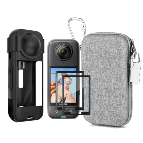 Kit para Insta360 X5 con protectores 3D antirralladuras y funda protectora anticaídas