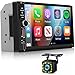 Autoradio NHOPEEW 2 Din avec Carplay et Android Auto sans Fil - Radio à écran Tactile 7 Pouces Compatible avec Streel Wheel Control Mirror Link + caméra de recul