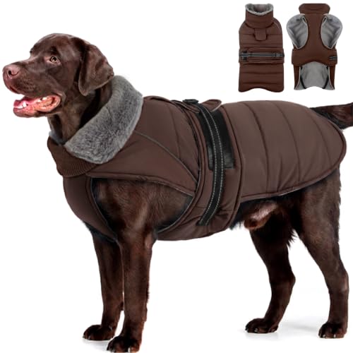 Image of MIGOHI Warm Dog Jacket, Waterproof Dog Winter Coat, Brown,L