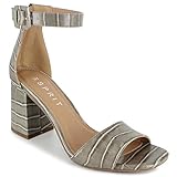 Obermaterial aus Kroko-Optik Esprit Damen Baylee Sandalen mit Absatz, grau, 39 EU