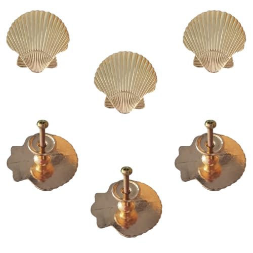 RR-RUOSHUI 6 pcs Seashell Cabinet Knobs Ocean Theme Pulls Handles Kitchen Cabinet Knobs for Dresser Drawers Handles Simple Cabinet Hardware