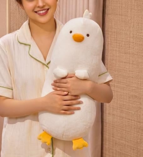 Image of Tickles Cute Chick Soft Stuffed Plush Bolster Pillow Cushion for Boys & Girls Birthday Gift Sofa Room Decor (Size: 45 cm Color: White)