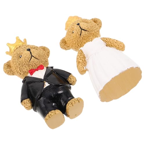 Baluue 2 Bärenfiguren Hochzeitstortendekoration aus Kunstharz Brautpaar mit Krone In Schwarz Weiß...