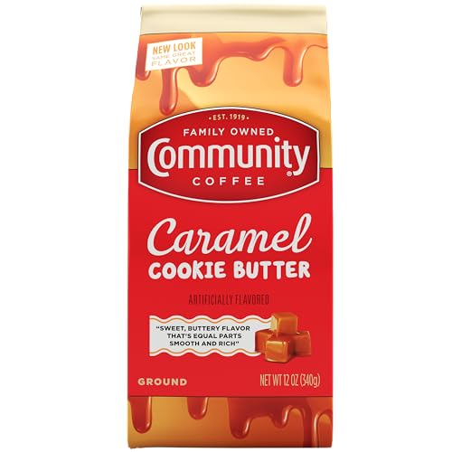 Community Coffee Caramel Cookie Butter Flavored 12 Ounces, Medium Roast Ground Coffee, 12 Ounce Bag (Pack of 1)