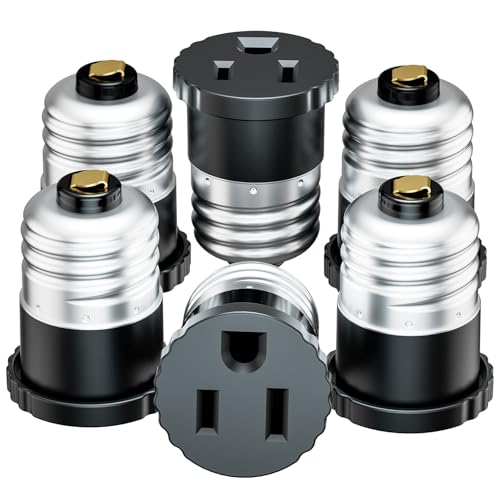 6 Pack Light socket to plug adapter Black