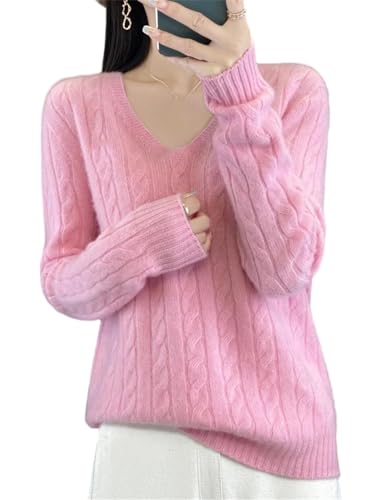 Women's Solid Color V-Neck Long-Sleeved Twisted Style Warm Thickened Seamless