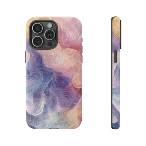 Coque iPhone 15 Pro Max rigide motif abstrait pastel et brillant