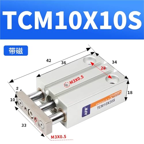 Vérin pneumatique guidé compact TCM10X20S pour automatisme de précision - 3
