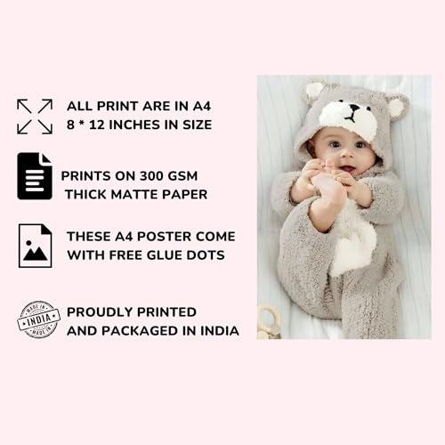 Image of Posters Inc Pack Of 12 Baby Posters,Wall Decoration Items For Living Room And Kitchen, Cute Baby Posters For Home Decor, Gifts For Pregnant Women And Best Friend, 8x12 Inches Size, 300 GSM Paper