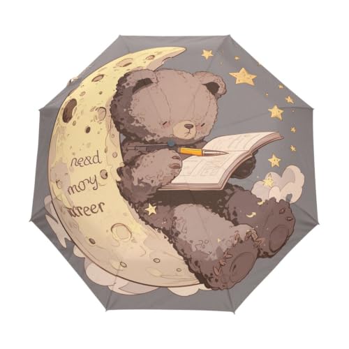 Parapluie de voyage pliable ours mignon nuit étoilée pour trajets et plages