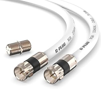 G-PLUG 3FT RG6 Coaxial Cable Connectors Set- High-Speed Internet, Broadband and Digital TV Aerial, Satellite Sky Cable Extension - Weather-Sealed Double Rubber O-Ring and Compression Connectors White