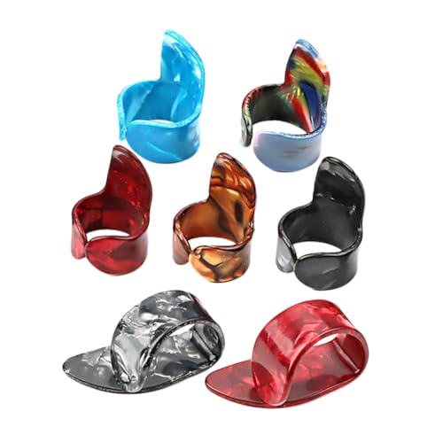 ULTECHNOVO 7個入り セット ピック 木製ギター 多機能フィンガーピック オープンデザインのフィンガーピック 便利な親指ギターピック アコースティックギター用サムピック セルロイド