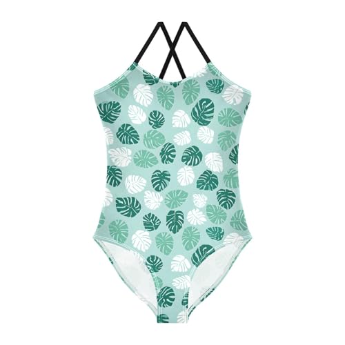 Palm Leaf Girls One Piece Swimsuits Summer Quick Dry Beach Bathing Suit