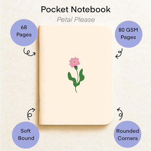 Image of KALP A5 Notebook with Pocket Diary Set - 160 Pages, 80 GSM - Ruled, Soft Cover, Combo for Notes, Journaling, Daily Planning, Perfect for Gifting (Petal Please)