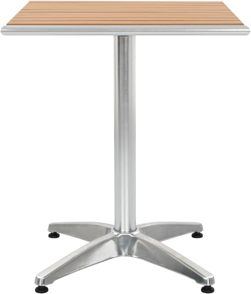 Patio Table,Outdoor Dining Table,Porch Side Table,Garden Table,Garden Table for Picnic Camping Porch Deck Lawn Backyard, Silver 23.6"x23.6"x27.6" Aluminum and WPC