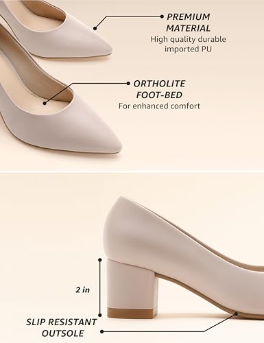Image of Symbol Premium Women's 'Desk to Dinner' Block Heel Pumps (Ortholite Insole|Stylish Heels)