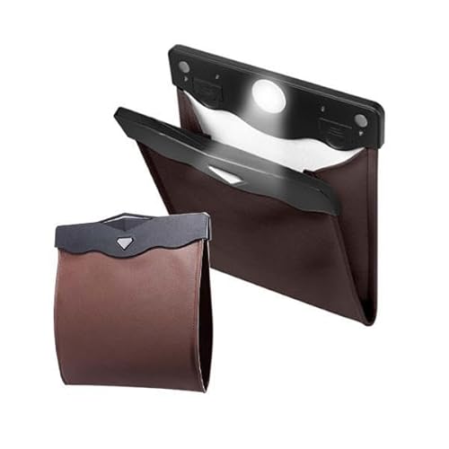 車 ゴミ箱 後部座席 多車種対応 LEDライト 車載 大容量 収納 マグネット カー用品 便利 ゴミ袋付き ブラウン