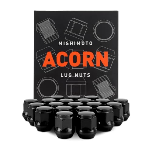 Mishimoto Steel Lug Nuts, M12x1.5, Acorn Seat, 20pc Set, Black