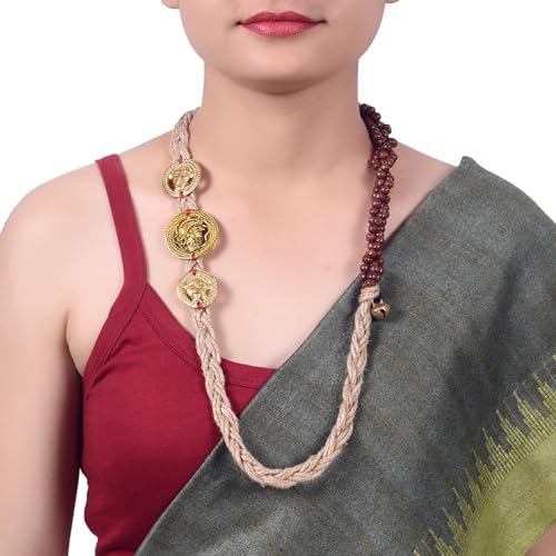 Image of AAKRITI ART CREATIONS Boho & Tribal Handcrafted Necklace Collection | Jute, Wooden & Brass Pendant Designs | Ethnic Collar, Loop & Statement Jewelry for Women | Artisan Festival & Everyday Wear