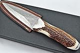 A Fantastic Genuine Stag Horn Handle Double Edged Damascus Steel Sgian Dubh Made in Sheffield