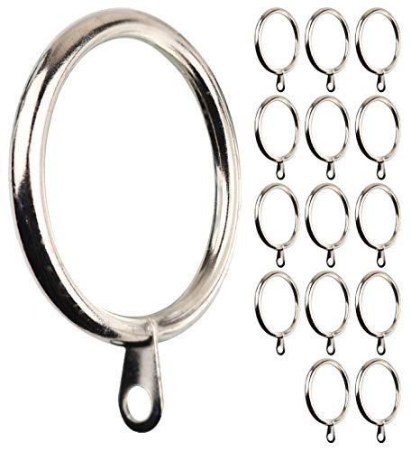 MERIVILLE 14 pcs Satin Nickel 2-Inch Inner Diameter Metal Curtain Rings with Eyelets