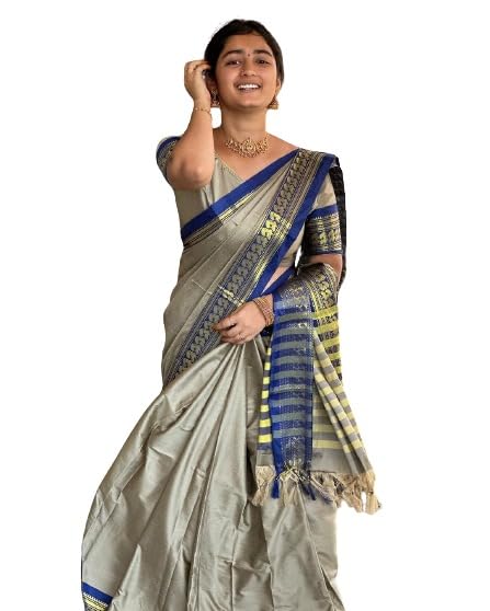 Women’s Kanjivaram Soft Silk Saree For Wedding Banarasi Style Sari With Blouse Piece
