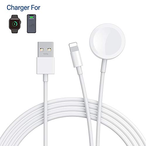 FLYLAND Cargador de Reloj portátil, Cabina de Carga 2 en 1, Compatible con Reloj 4/3/2/1, PhoneXR/XS/XS MAX/X / 8 / 8Plus / 7 / 7Plus / 6 / 6Plus / Pad Air/Pad Mini (Blanco)