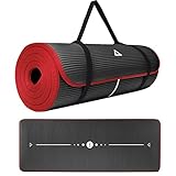 Amazon Brand - Umi - Fitnessmatte Sportmatte Rutschfest Extra-Dick Yogamatte NBR Pilates Mat mit Tragegurt für Yoga Pilates Fitness Gymnastik Training 10mm (Schwarz + Rot) )