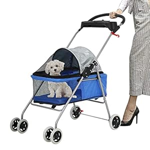 Pet Stroller for Small Dogs Lightweight Pet Travel Roadster for Dogs and Cats Folding Dog Cart Dog Stroller Cat Stroller Pet Jogger – Easy to Walk Carrier Carriage, Blue
