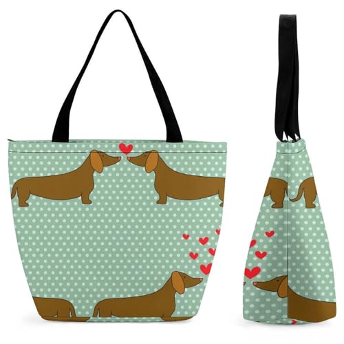 Sac de shopping pour voyage au design unique de chien à pois verts élégant