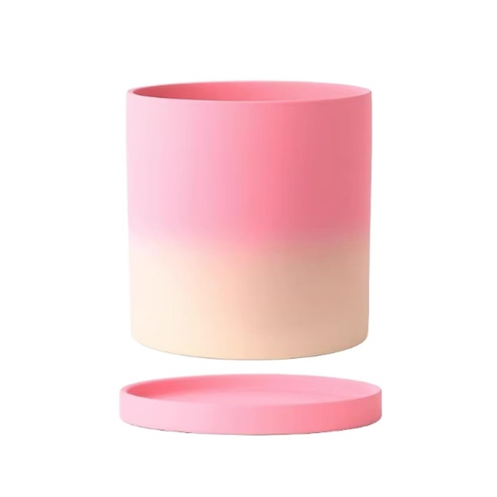 XXAD553TY Planter Gradient Pink Ceramic Cylindrical Plant Pot; Wide-mouthed Terracotta Pot Suitable For Snake Plants(XL)