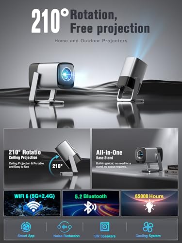 [Compatible with Netflix & TOF Real-time Focus]Mini Projector with WiFi and Bluetooth, XuanPad 3000 ANSI Native 1080P Smart Projector, Dolby Audio & Keystone, 210° Rotatable Stand Projector(Upgraded) - image 6