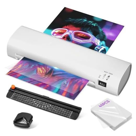 9 Inch Laminator Machine with Never Jam Technology, 40 Laminating Sheets, 4-in-1 A4 Thermal Laminator with Trimmer and Corner Rounder for Office, School, Business and Home Use - White