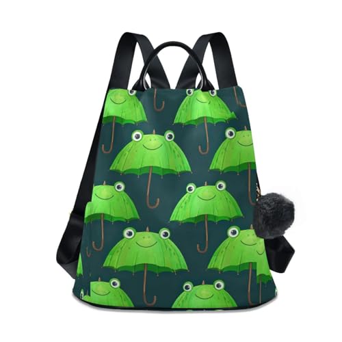 Sac à dos femme fermeture antivol léger avec imprimé cartoon grenouille verte