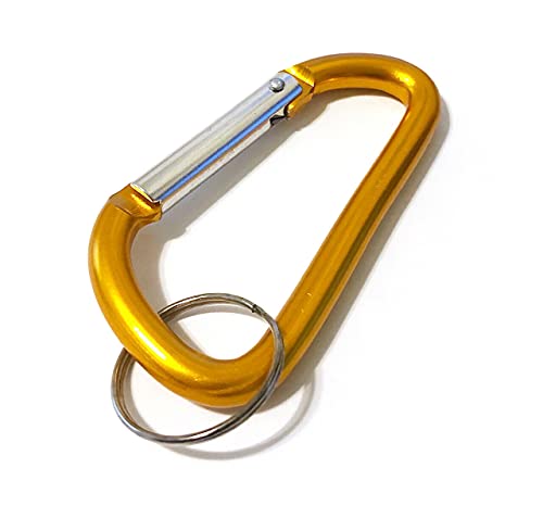 Gadgets Collection 3 Aluminum Carabiner D-Ring Keychain Key Ring Spring Loaded Key Chain Clip Snap Hook (Yellow, 6), Small