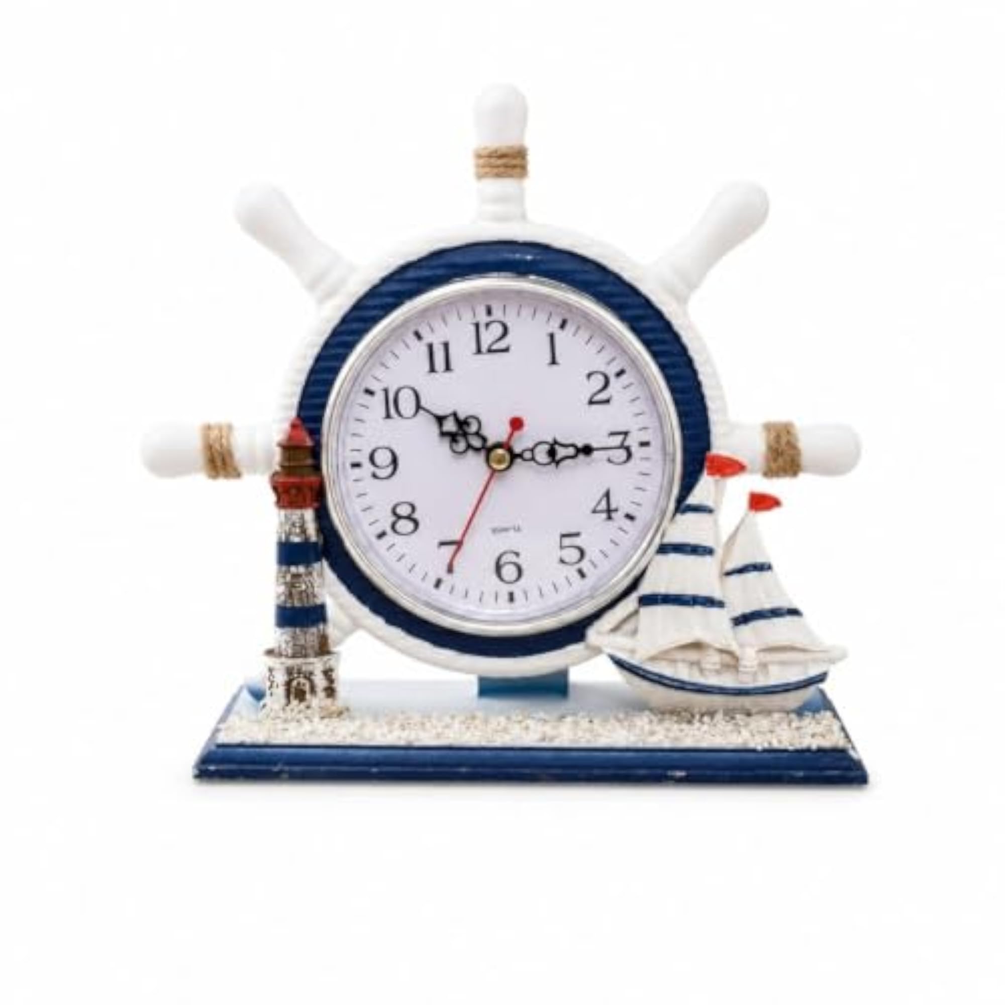 Nautical Desk Clock Coastal Ship Wheel Clock, Rudder B