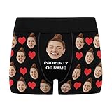 Custom Face Boxer Briefs Property of Girlfriends Name Red Hearts Black Face Boxers Custom L