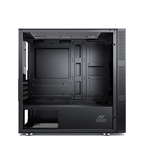 Image of Ant Esports Elite 1000 PS Mid-Tower Computer Case /Gaming Cabinet - Black | Supports M-ATX, ITX with Pre-Installed 1 x 120mm Black Rear Fan