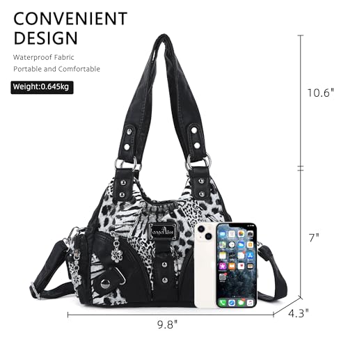 Image of Angel Kiss Purses for Women Small Hobo Shoulder Bags Vagen Leather Multi-Pocket Tote Bag with Zipper