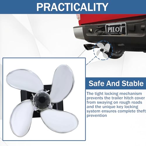 Tow Hitch Cover 77009, Spinning Propeller Trailer Hitch Cover Plastic for 2 Inch Receivers - Thumbnail 2