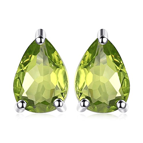 JewelryPalace Birne 1.6ct Natürliche grüne Peridot Birthstone Bolzen Ohrringe Solid 925 Sterling Silber