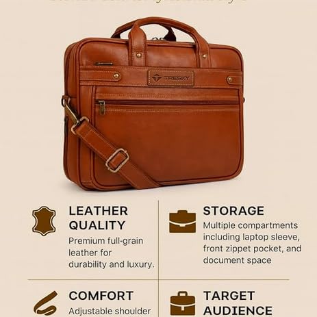 Image of Faux Leather Laptop Messenger Office Bag Briefcase for Work for Men