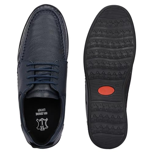Image of Blue Leather by Centrino Genuine Leather Slip-On Men's Formal Shoe |Stylish with Soft Cushioned Insole |Trendy Non Lace-Up Design |Durable Leather with Anti-Skid Sole | Perfect for Formal Wear (3985)