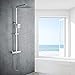 Produktbild Auralum Chrom Dusche Duschsystem mit Thermostat, 2 Funktionen Duschset Regendusche inkl. Edelstahl Kopfbrause, Handbrause, verstellbarer Duschstange, Duschpaneel Duschgarnitur Duschsäule Duscharmatur
