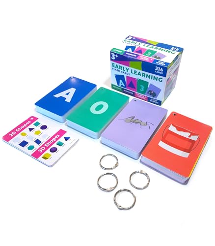 Image of Carson Dellosa 216 Toddler Flash Cards, Sight Words, Alphabet, Numbers, Colors and Shapes Flashcards Ages 4 and Up, Phonics and Math Manipulatives, Kindergarten and Preschool Learning Activities