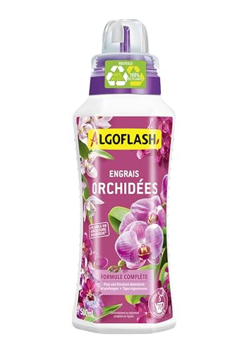 Algoflash Engrais Liquide Orchidées, Utilisable en Agriculture Biologique, Bouchon Doseur Inclus - 500 mL