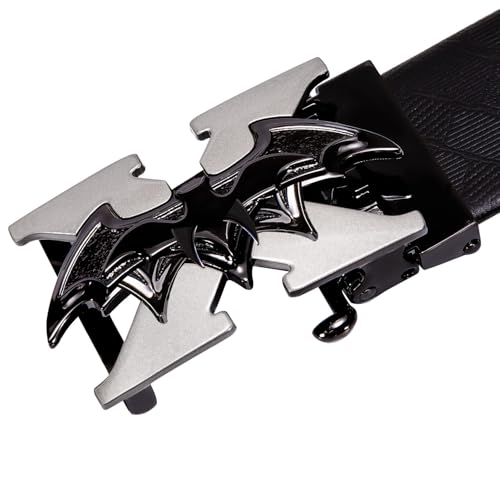 Image of Designer Men's Belts, Ratchet Leather Sliding Buckle Dress Belt | 1 3 /8 inch(3.5cm) Genuine Leather Adjustable Strap, Automatic Ratcheting Buckles, Gift‑Boxed, Trim to Fit, for Business Casual