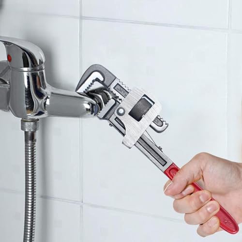 Image of Padmakshi Tools Pipe Wrench 12 Inch - Heavy Duty Steel Plumbing Wrench (Red) | Adjustable Jaw, Anti-Rust Finish | Ideal for Home & Professional Use - Durable & High Grip Tool