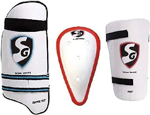 SG Combo of Three, One 'Super Test' Thigh Guard, One 'Test' Elbow Guard and One 'Litevate' Abdominal Guard- Cricket Kit