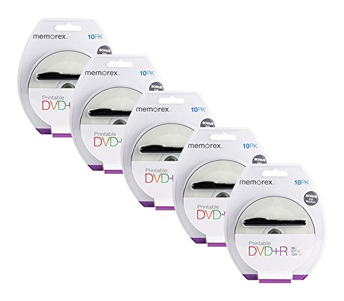 Memorex Blank DVD-R Memorex DVD+R 16X 10-Pack with Bonus Marker - Bulk Pack of Five 10-Packs (50 Total Discs) (32020060051)